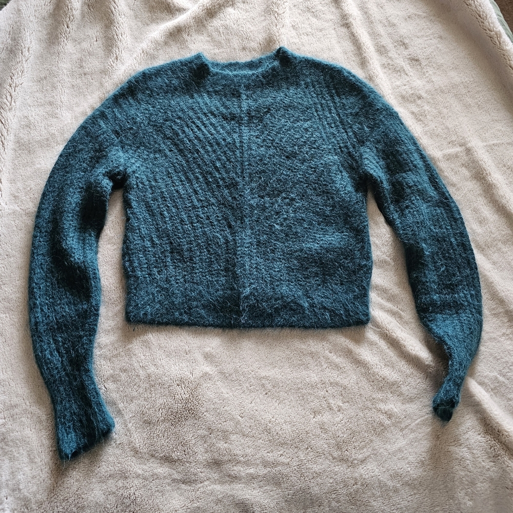 Abercrombie And Fitch alpaca blend cable knit sweater turquoise aqua S
